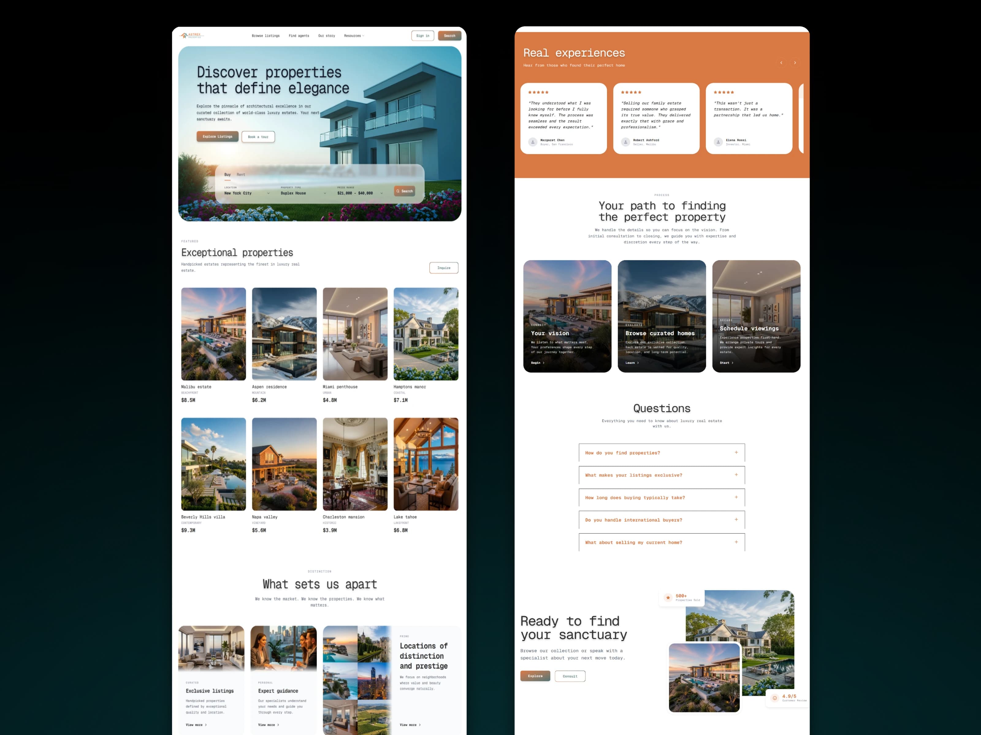 Astrex Properties real estate landing page
