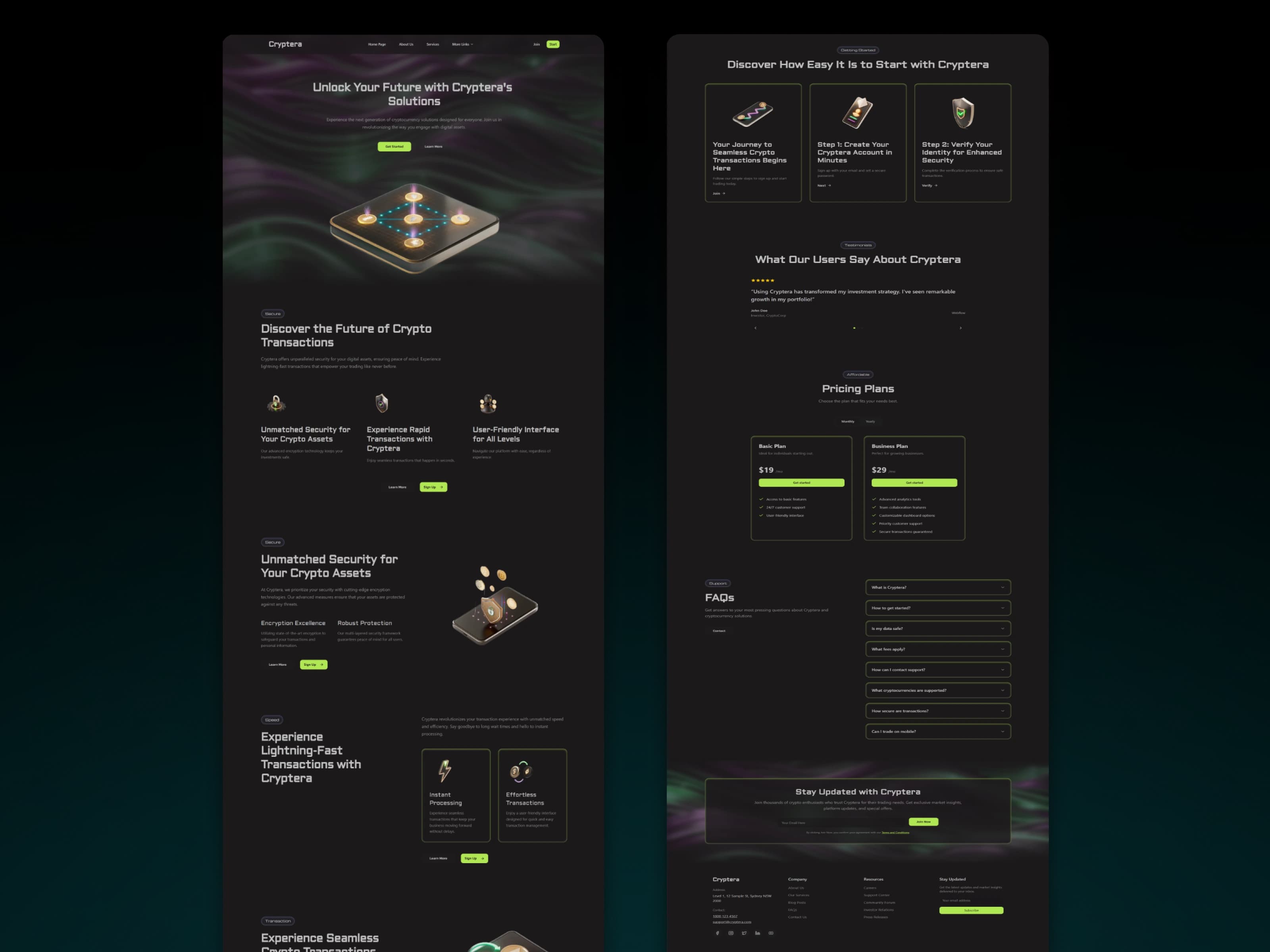 Cryptera cryptocurrency landing page