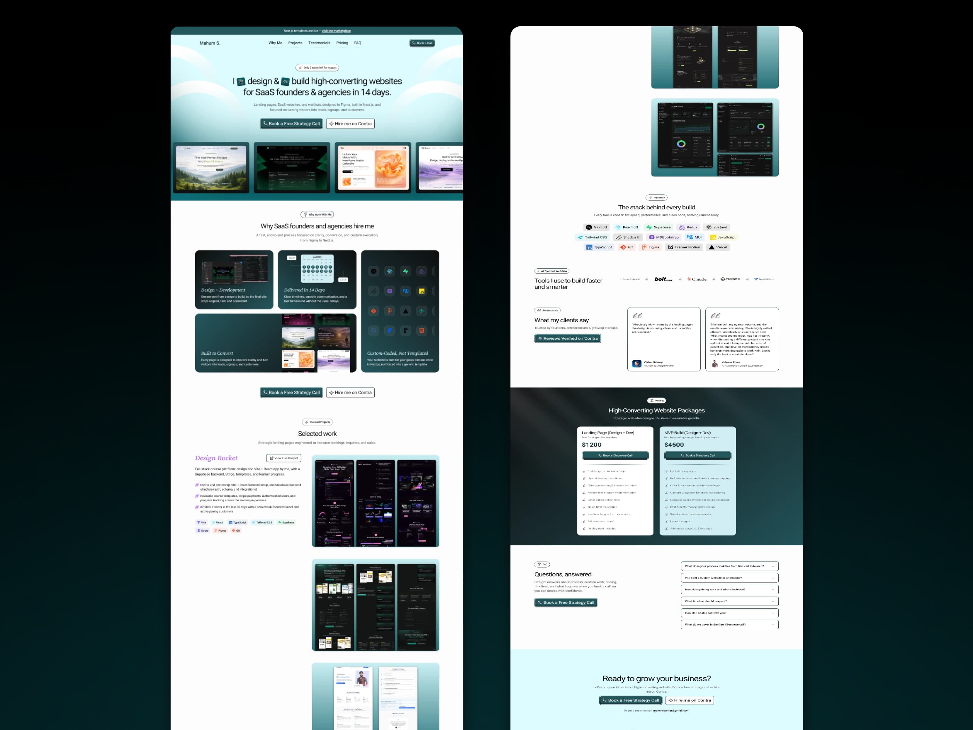 Mahum Samar web designer and developer portfolio page