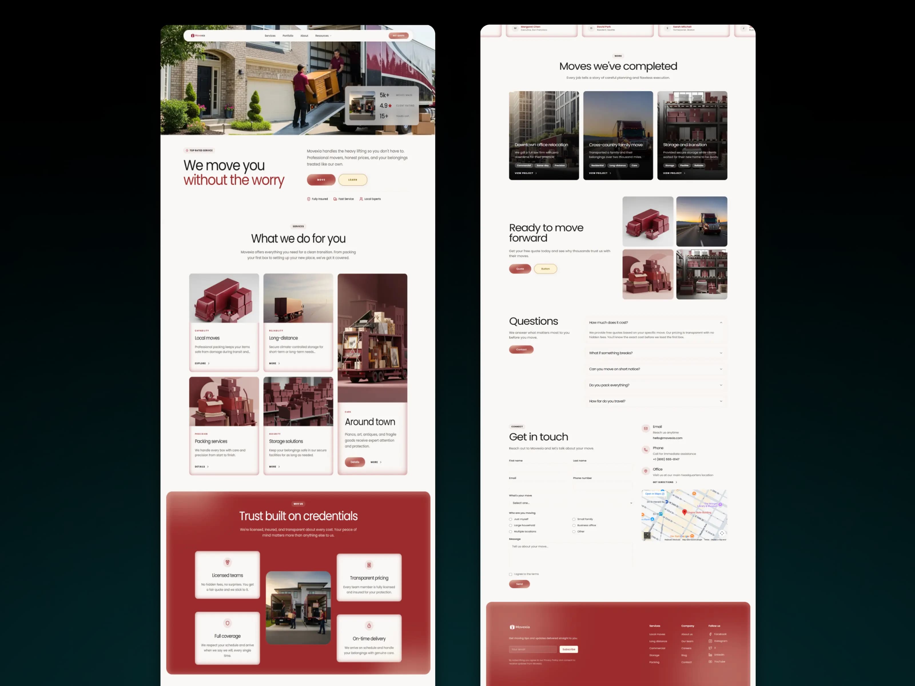 Movexia moving company landing page