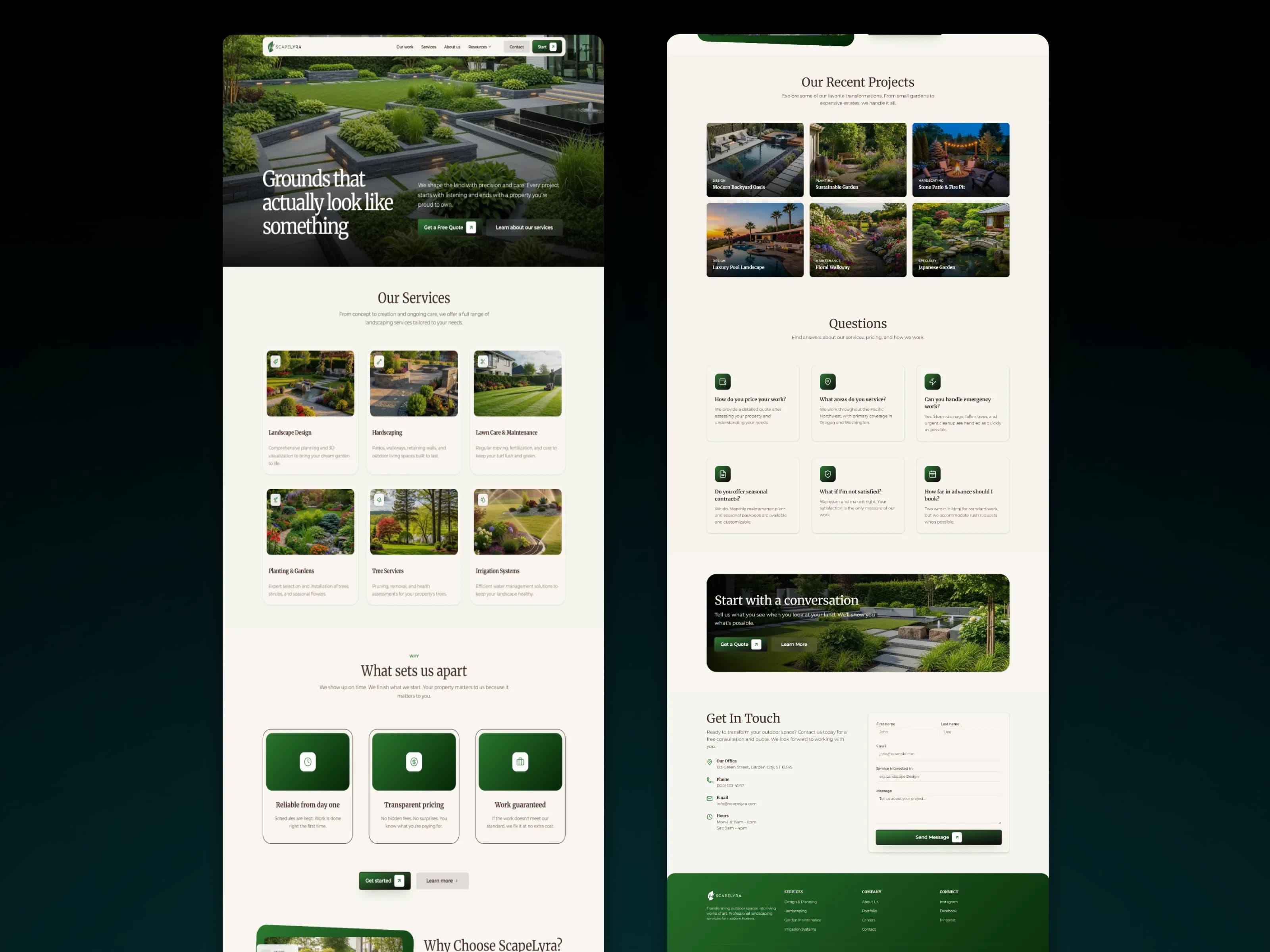 Scapelyra landscaping service landing page